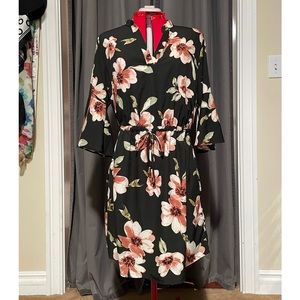 Hunter green flowered dress